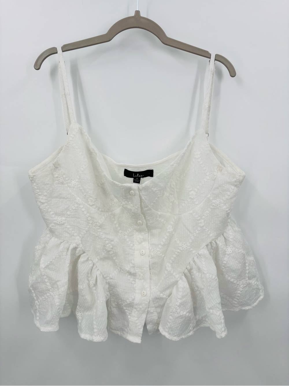 Lulus white eyelet ruffle tank